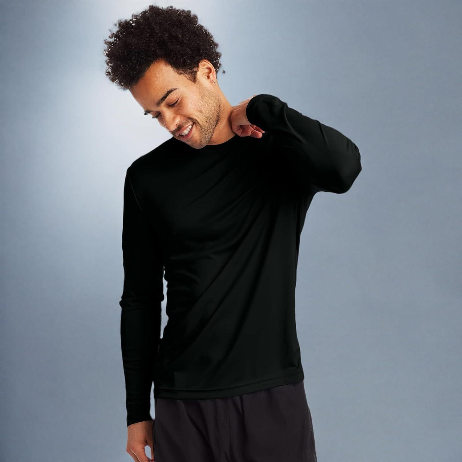 imageHanes Sport Mens LongSleeve TShirt Pack Cool DRI MoistureWicking Performance TShirts Performance Tee 2PackBlack 2 Pack