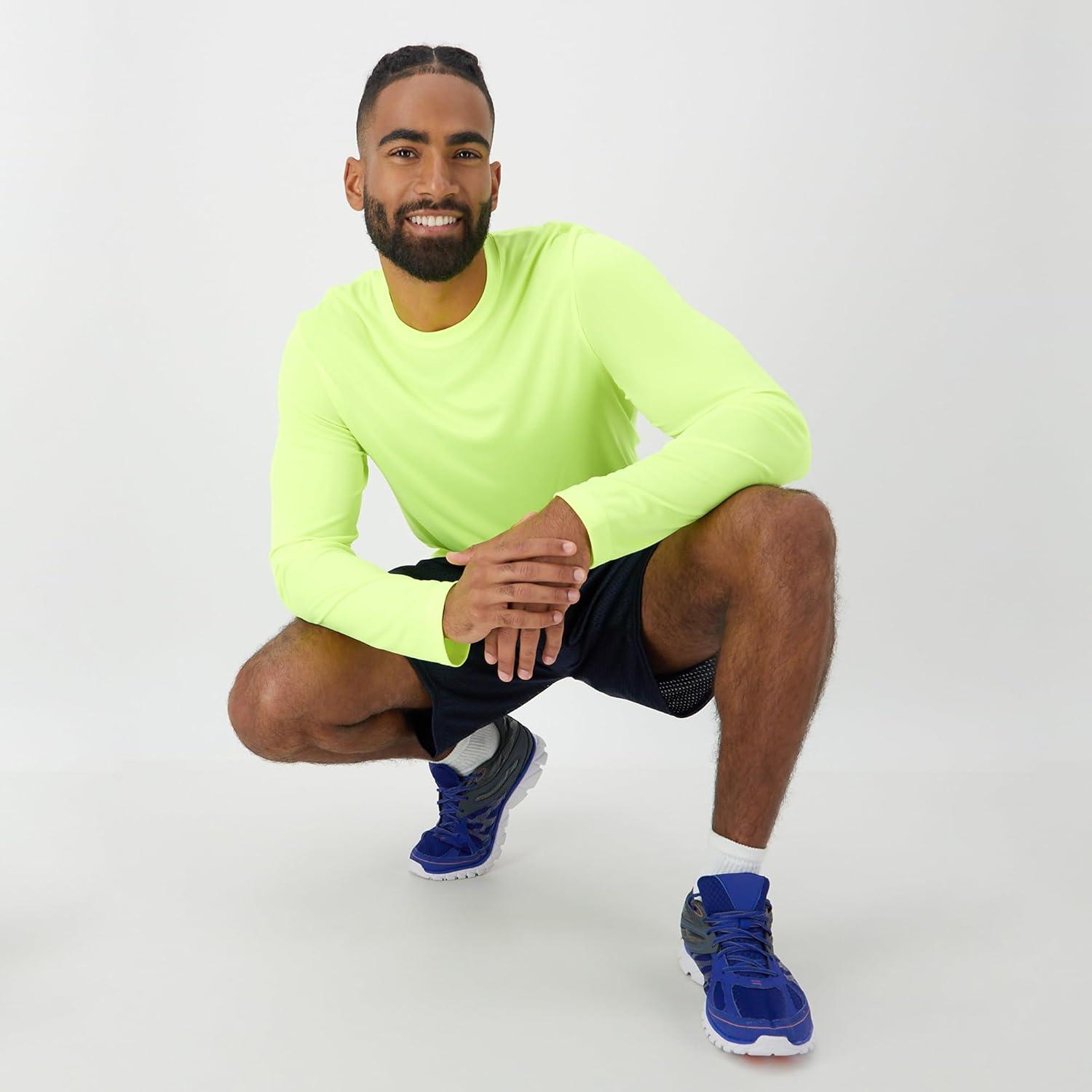 imageHanes Sport Mens LongSleeve TShirt Pack Cool DRI MoistureWicking Performance TShirts Performance Tee 2PackSafety Green