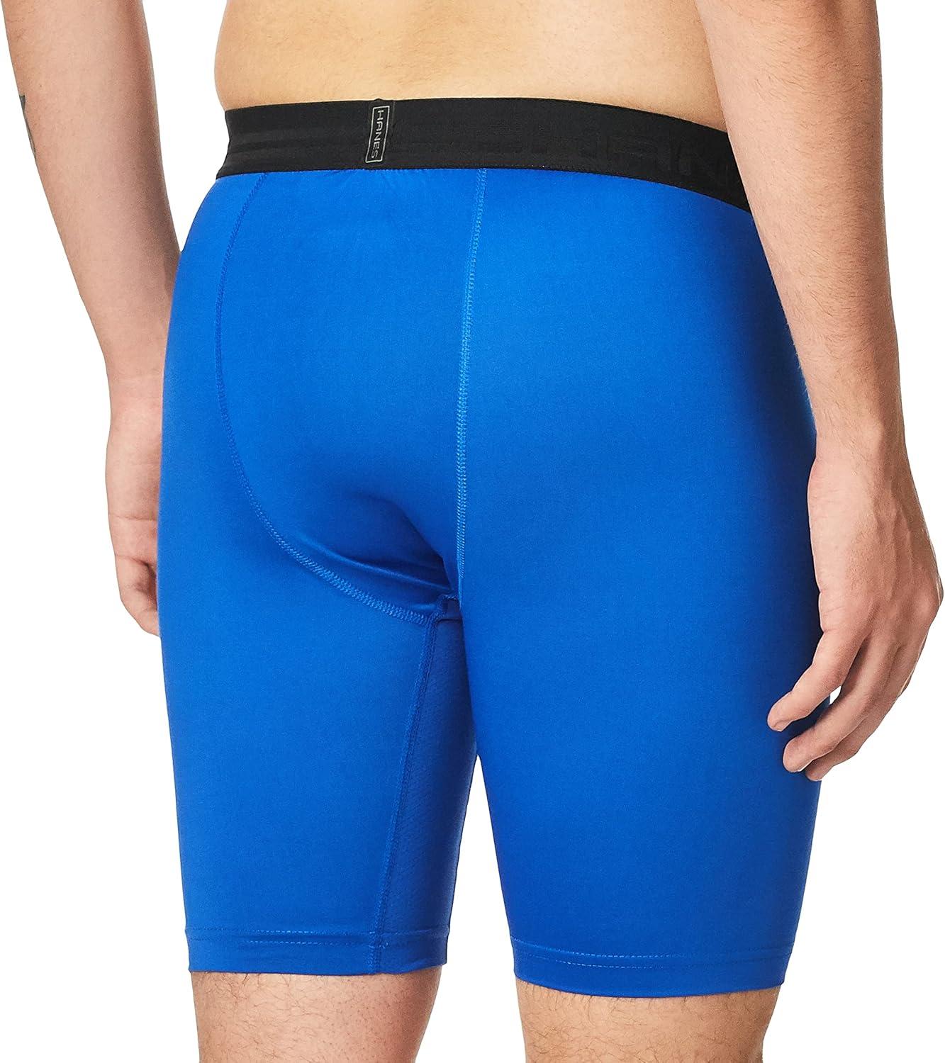 imageHanes Sport Mens Performance Compression ShortAwesome BlueEbony