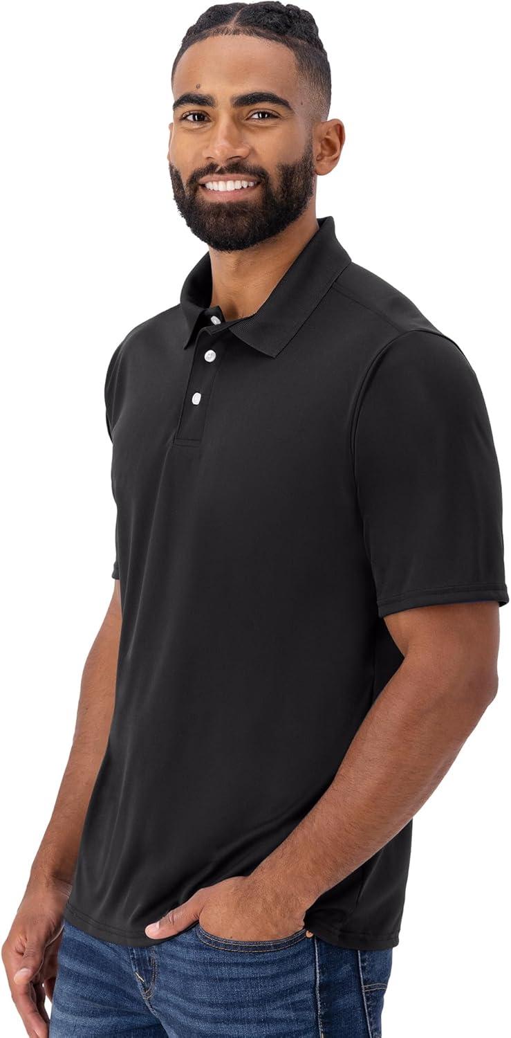 imageHanes Sport Mens Polo Shirt Mens Cool DRI MoistureWicking Performance Polo Shirt Jersey Knit Performance Polo ShirtBlack