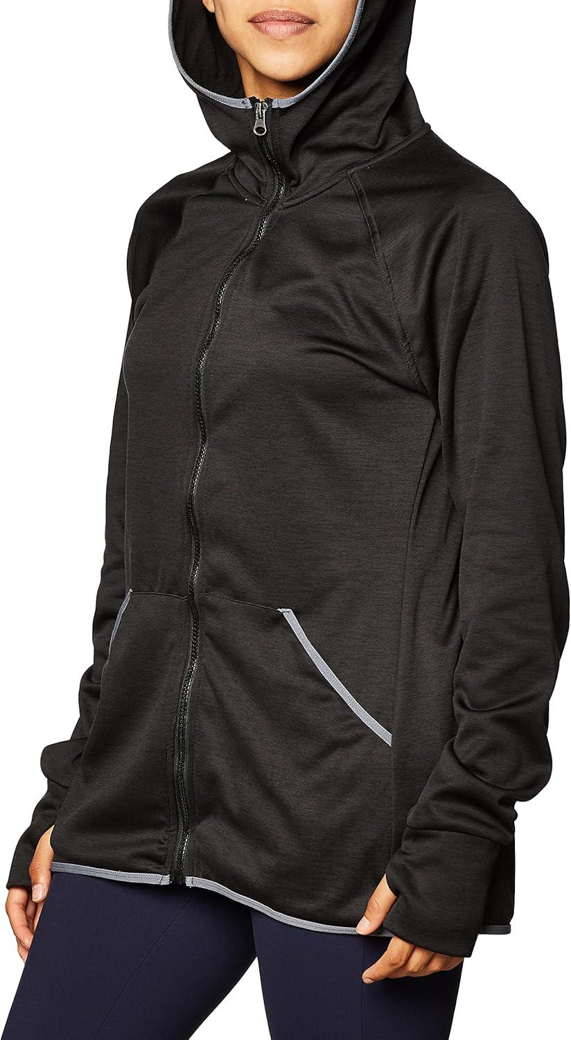 imageHanes Sport Womens Performance Fleece Full Zip HoodieBlack HeatherDada Grey Binding