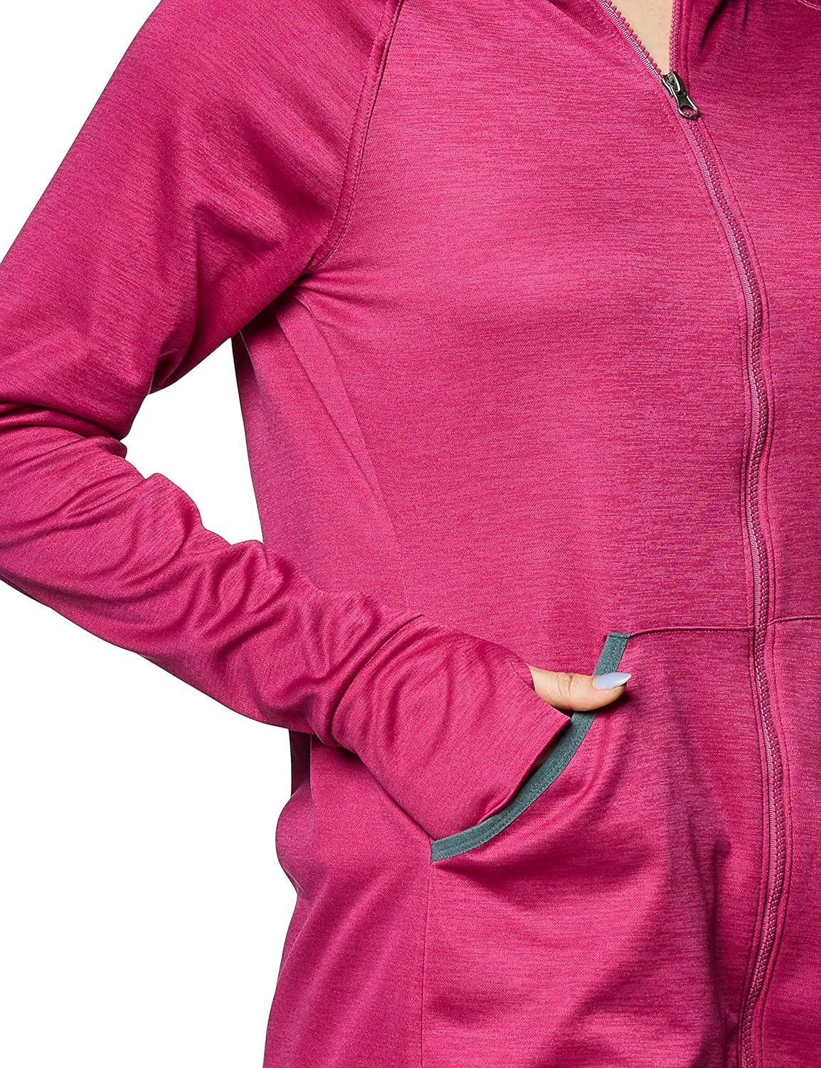 imageHanes Sport Womens Performance Fleece Full Zip HoodieFresh Berry HeatherDada Grey Binding