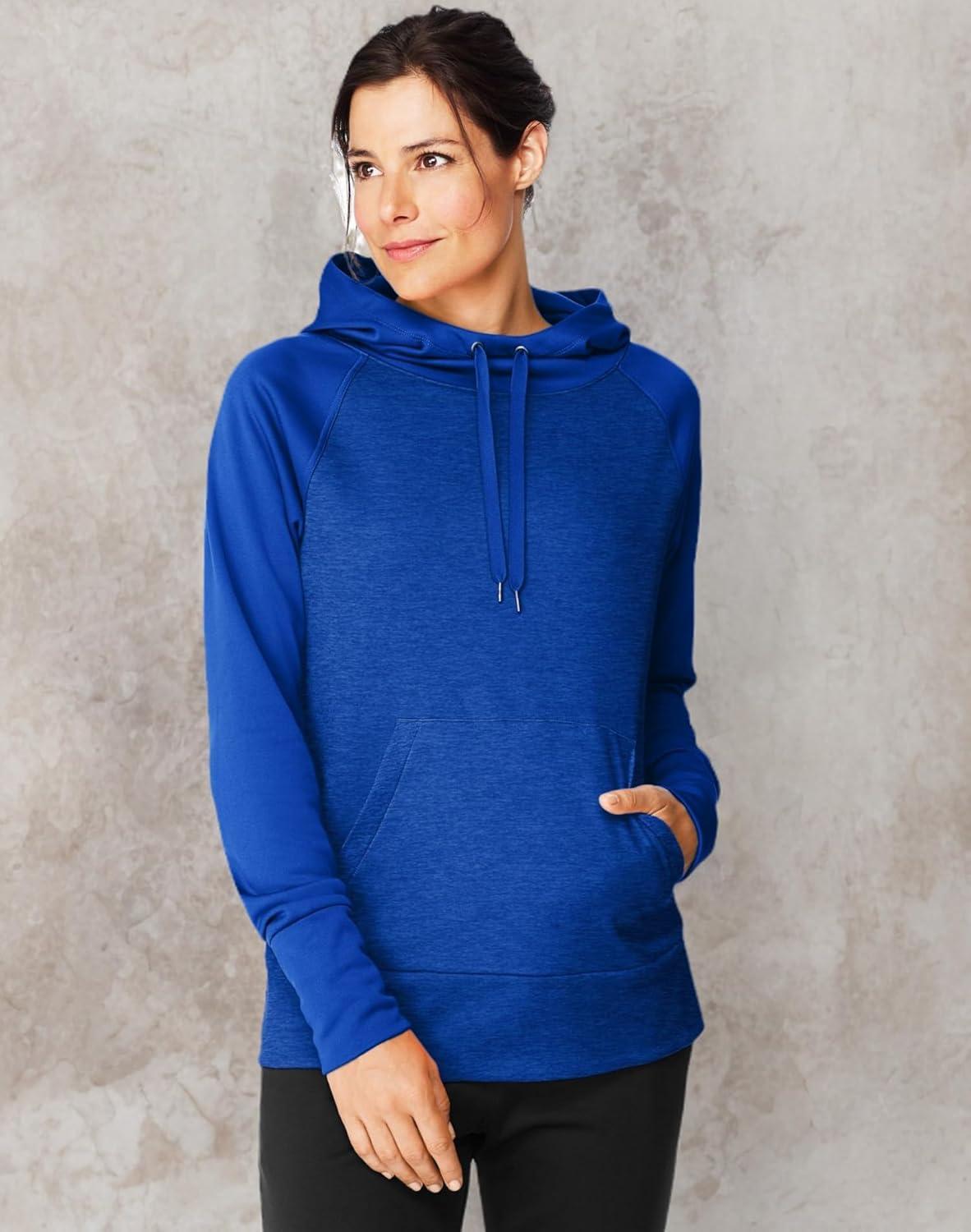 imageHanes Sport Womens Performance Fleece Pullover HoodieAwesome Blue SolidAwesome Blue Heather