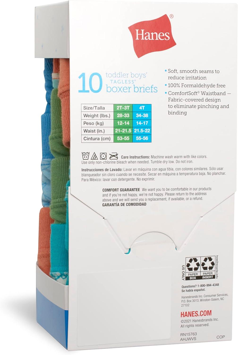 imageHanes Toddler Boys Organic Cotton Underwear Pure Comfort 100 Cotton Boxer Briefs Available 10 ampamp 7 PackBoxer Briefs Assorted 10 Pack