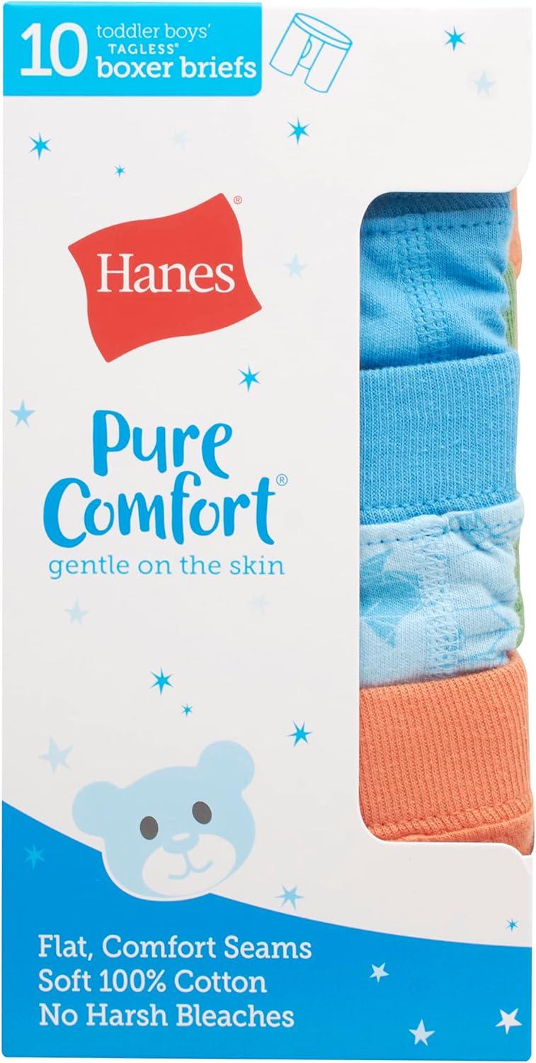 imageHanes Toddler Boys Organic Cotton Underwear Pure Comfort 100 Cotton Boxer Briefs Available 10 ampamp 7 PackBoxer Briefs Assorted 10 Pack