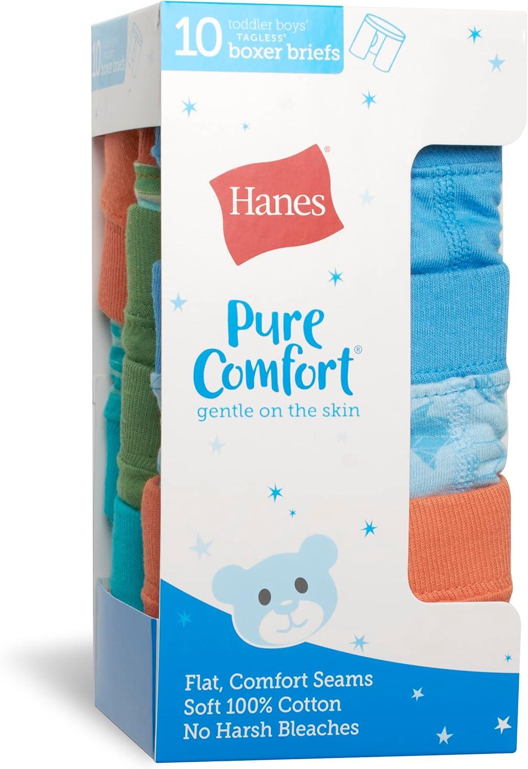 imageHanes Toddler Boys Organic Cotton Underwear Pure Comfort 100 Cotton Boxer Briefs Available 10 ampamp 7 PackBoxer Briefs Assorted 10 Pack
