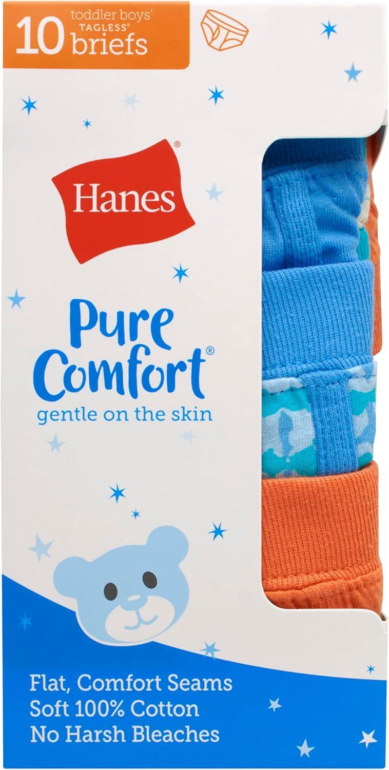 imageHanes Toddler Boys Organic Cotton Underwear Pure Comfort 100 Cotton Boxer Briefs Available 10 ampamp 7 PackBriefs Assorted 10 Pack