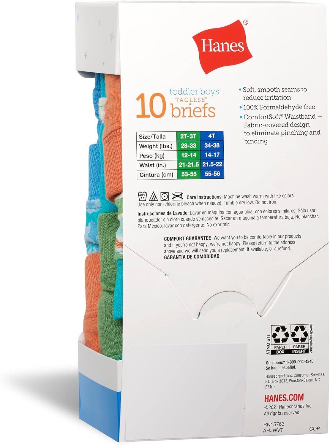 imageHanes Toddler Boys Organic Cotton Underwear Pure Comfort 100 Cotton Boxer Briefs Available 10 ampamp 7 PackBriefs Assorted 10 Pack