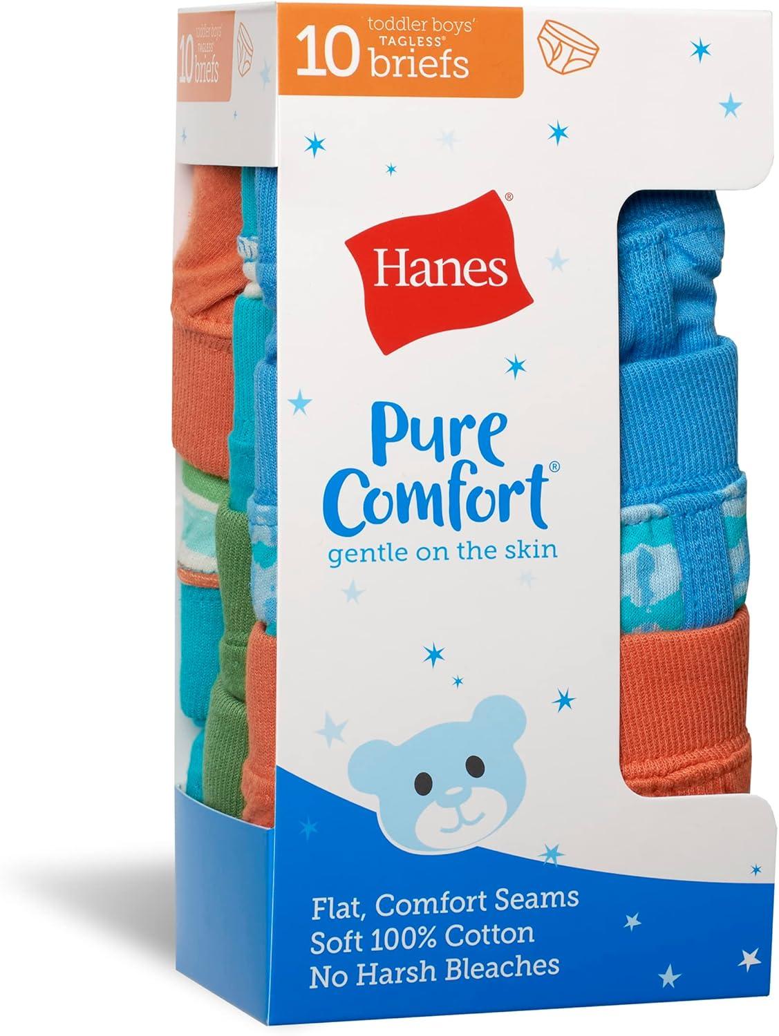 imageHanes Toddler Boys Organic Cotton Underwear Pure Comfort 100 Cotton Boxer Briefs Available 10 ampamp 7 PackBriefs Assorted 10 Pack