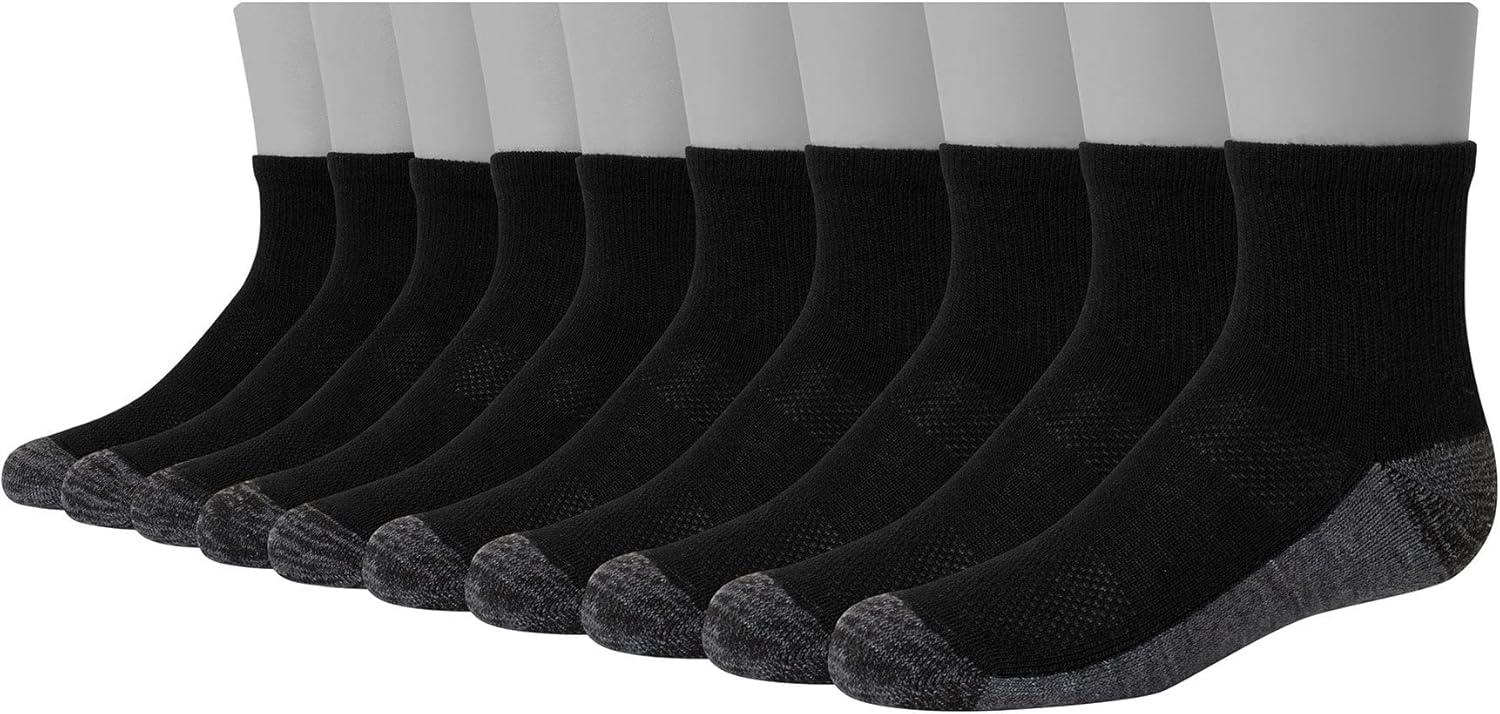 imageHanes Ultimate Boys Ankle and No Show Performance Sport Socks 10Pair PacksAnkle BlackGrey Bottom 10 Pack