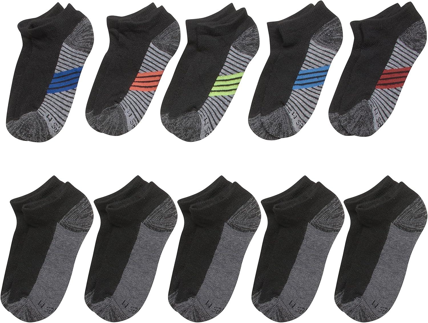 imageHanes Ultimate Boys Ankle and No Show Performance Sport Socks 10Pair PacksNo Show BlackGrey Bottom 10 Pack