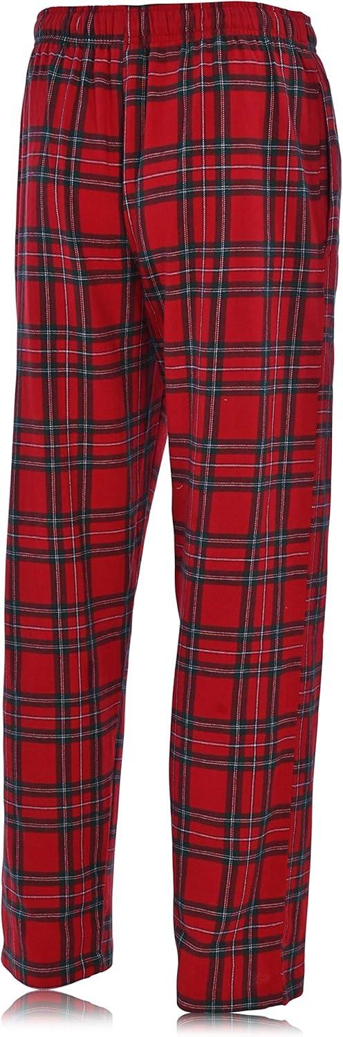 imageHanes Ultimate Mens Flannel Pajama Pants Plaid Cotton Loungewear Pj Bottoms with Pockets Extended SizesRed Plaid