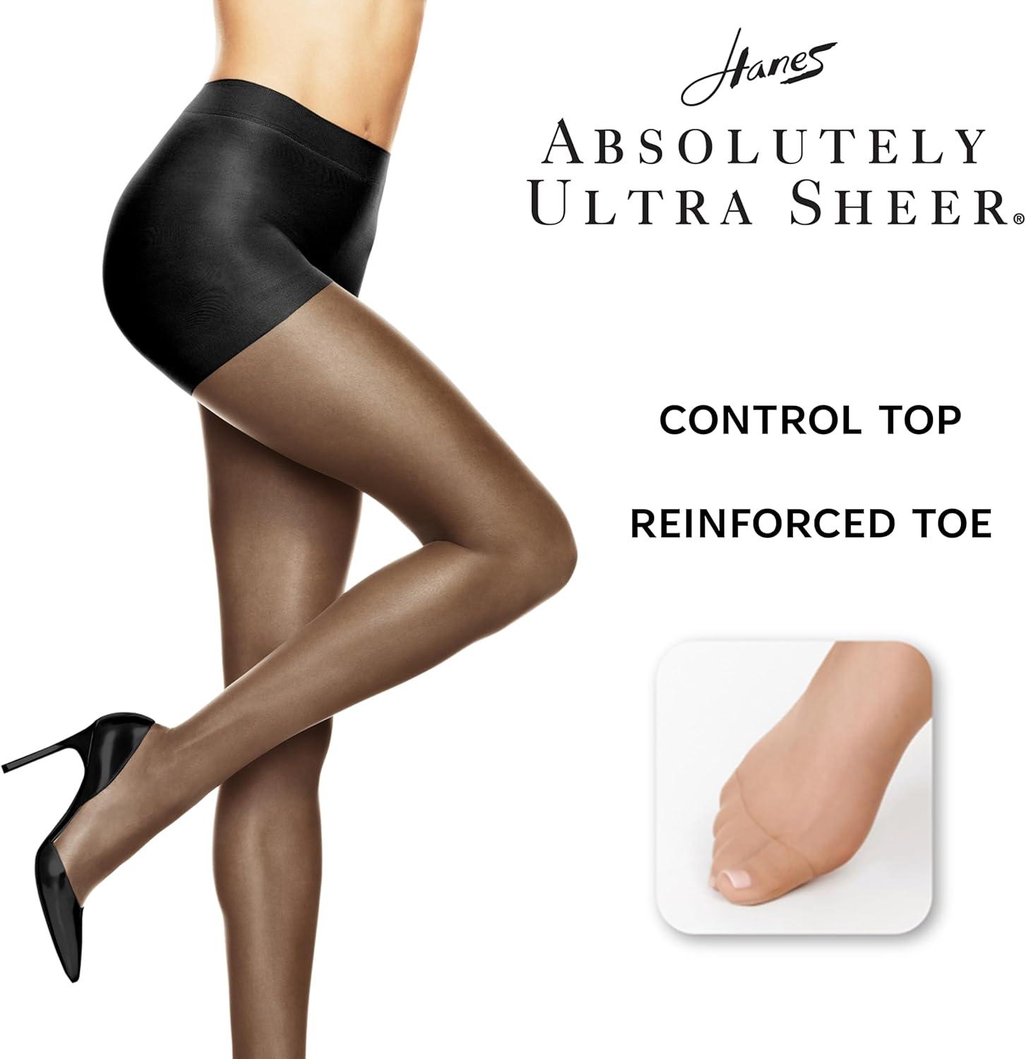 imageHanes Womens Absolutely Ultra Sheer Control Top with Reinforced ToeBarely There