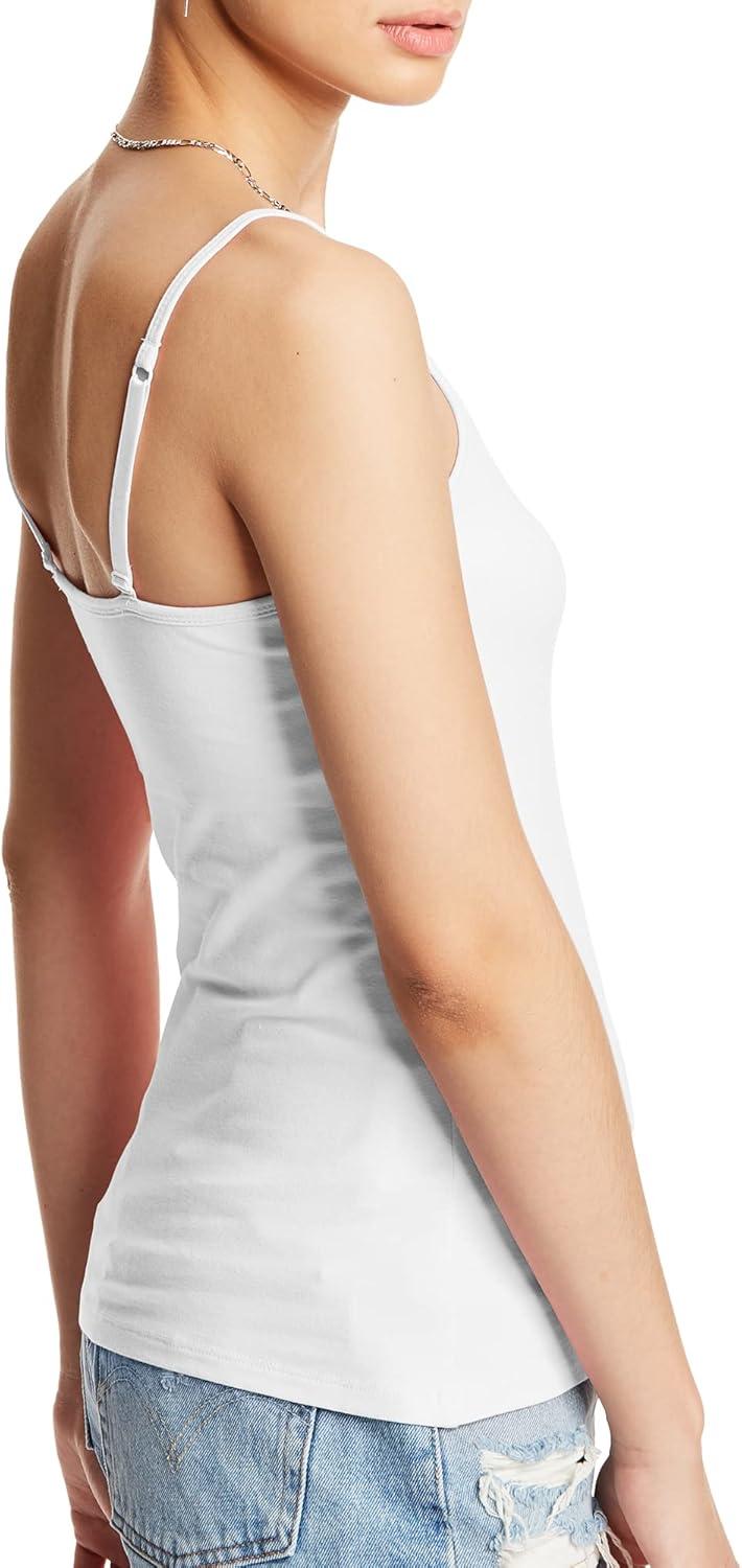 imageHanes Womens Cami with Builtin Shelf Bra Stretch Cotton Camisole Adjustable StrapsWhite 1 Pack