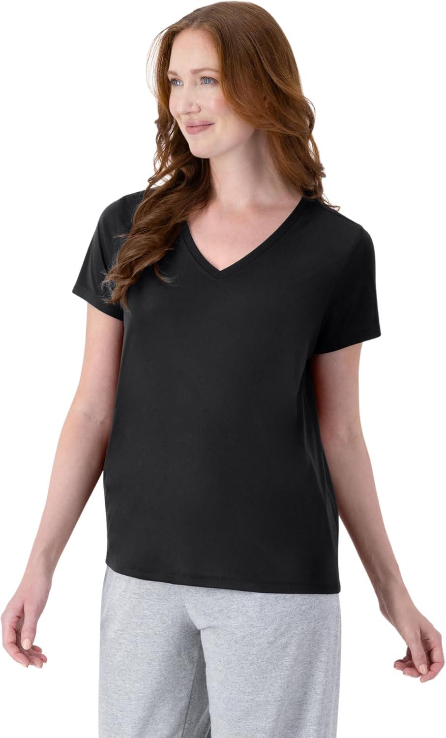 imageHanes Womens Cool Dri Performance VNeck TShirt MoistureWicking Short Sleeve Tee 40 UPF Protection 1 Or 5 PackBlack 1 Pack