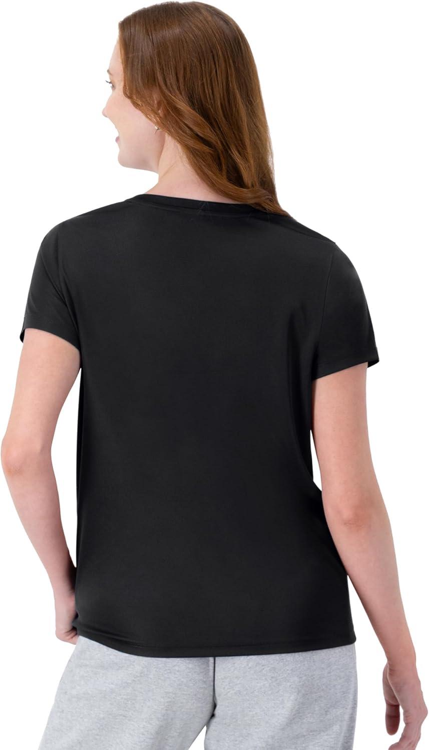 imageHanes Womens Cool Dri Performance VNeck TShirt MoistureWicking Short Sleeve Tee 40 UPF Protection 1 Or 5 PackBlkWhtNvy 5 Pack