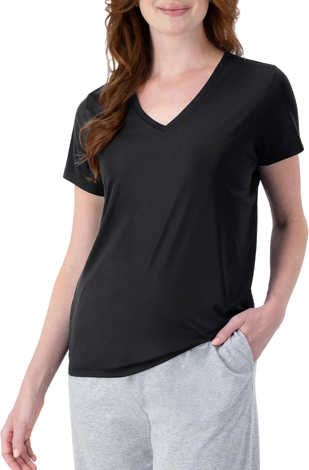 imageHanes Womens Cool Dri Performance VNeck TShirt MoistureWicking Short Sleeve Tee 40 UPF Protection 1 Or 5 PackBlkWhtNvyPnkBl 5 Pack