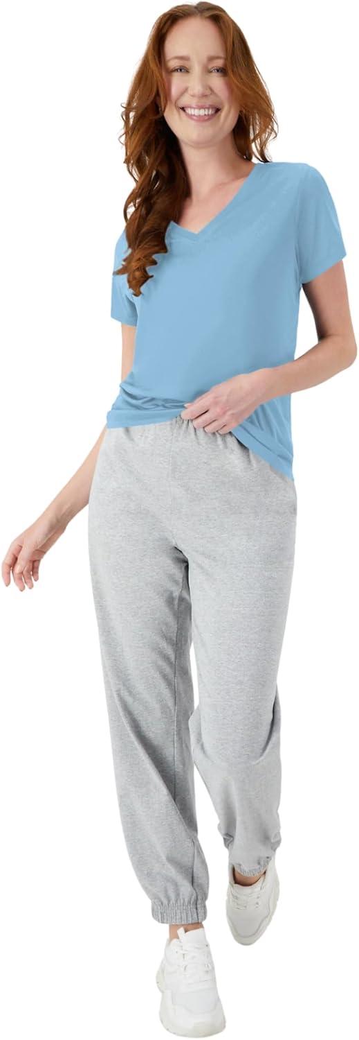 imageHanes Womens Cool Dri Performance VNeck TShirt MoistureWicking Short Sleeve Tee 40 UPF Protection 1 Or 5 PackLight Blue 1 Pack