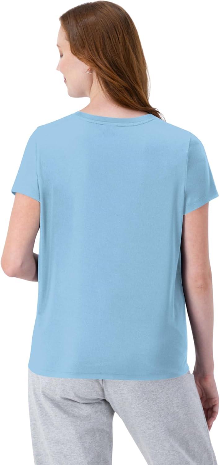 imageHanes Womens Cool Dri Performance VNeck TShirt MoistureWicking Short Sleeve Tee 40 UPF Protection 1 Or 5 PackLight Blue 1 Pack