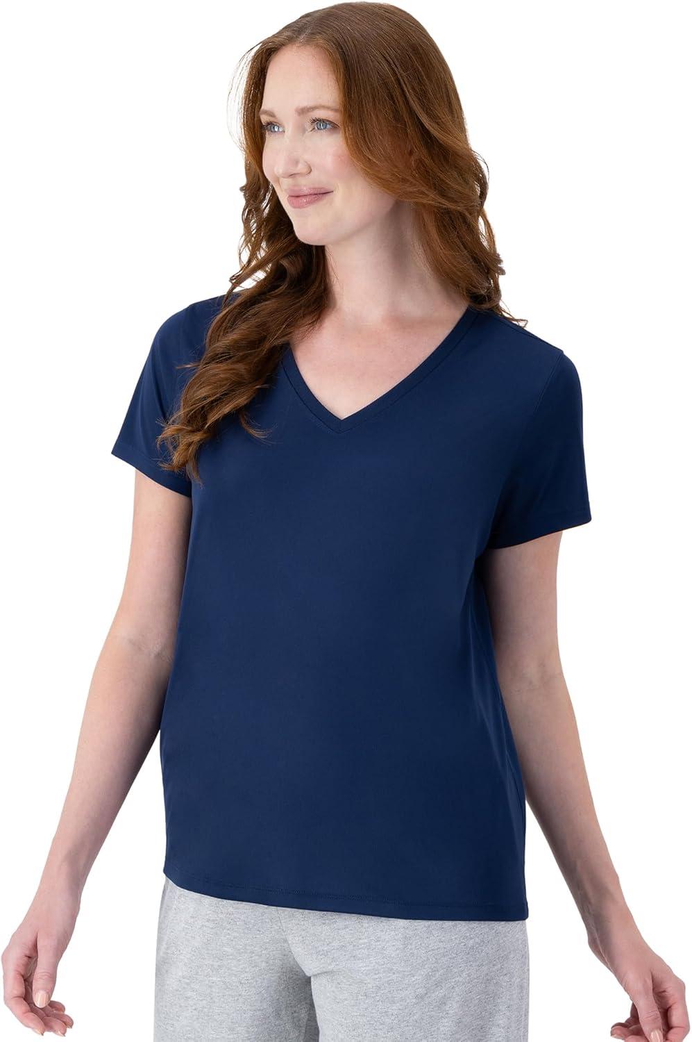 imageHanes Womens Cool Dri Performance VNeck TShirt MoistureWicking Short Sleeve Tee 40 UPF Protection 1 Or 5 PackNavy 1 Pack