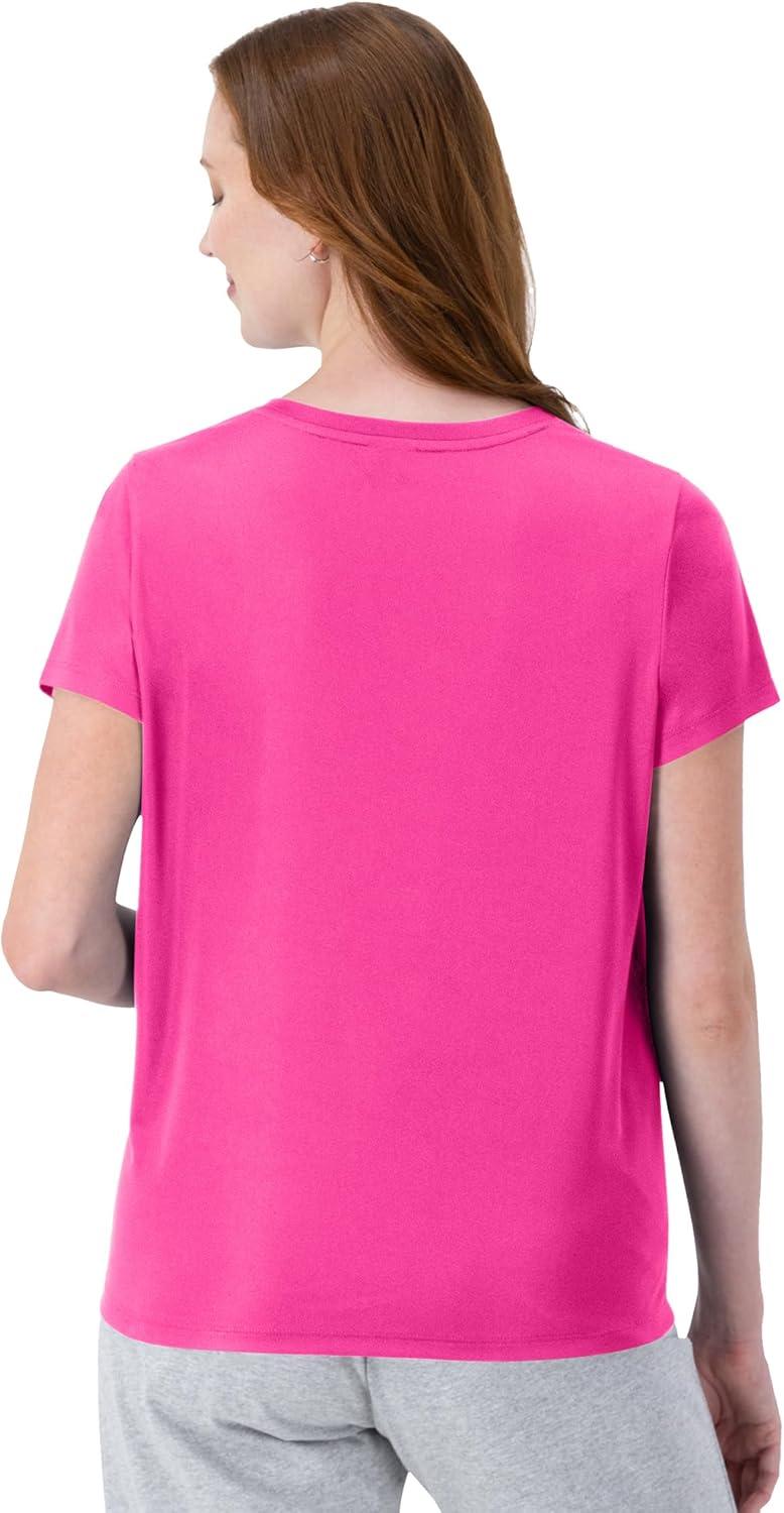 imageHanes Womens Cool Dri Performance VNeck TShirt MoistureWicking Short Sleeve Tee 40 UPF Protection 1 Or 5 PackWow Pink 1 Pack