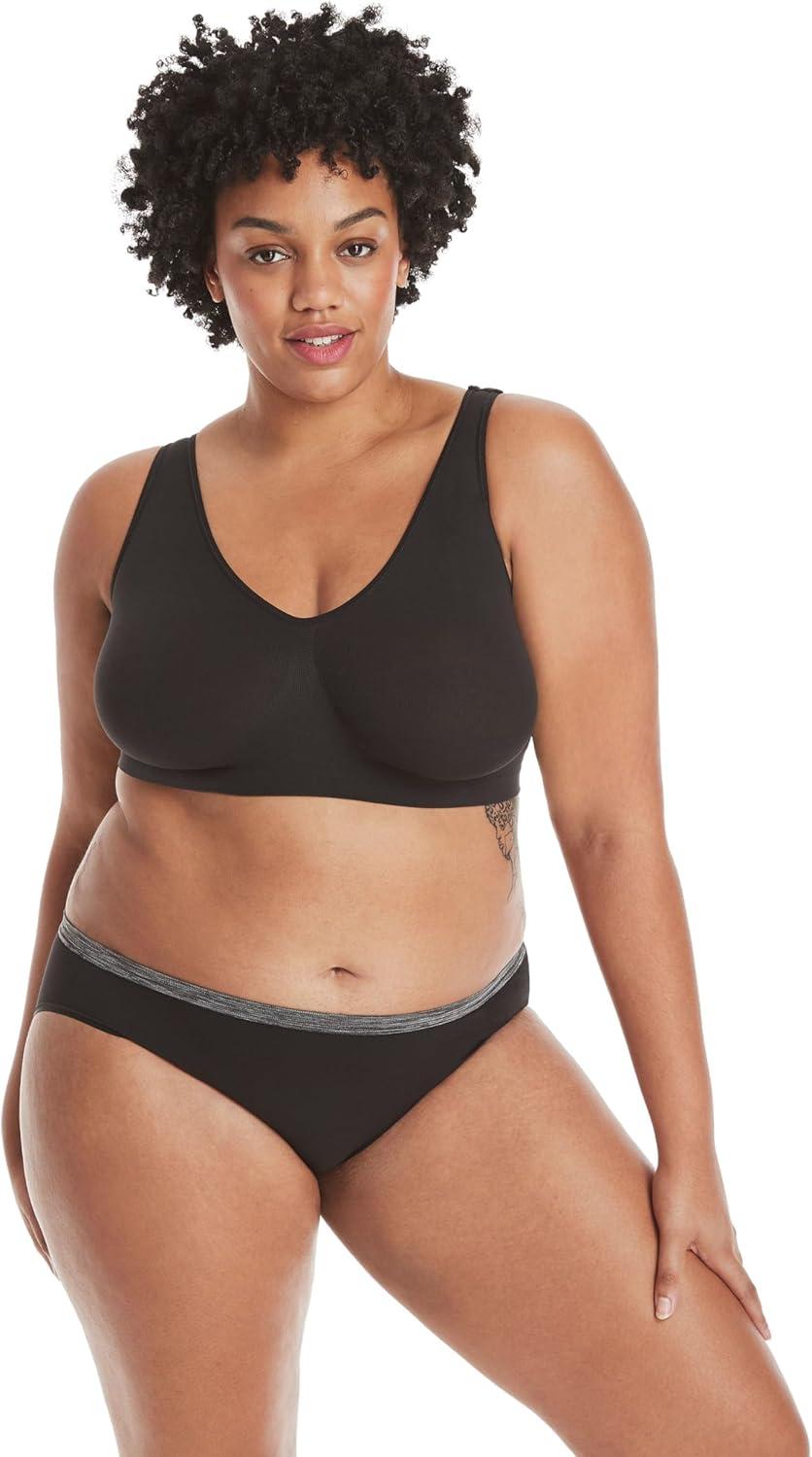 imageHanes Womens Cozy Wireless Bra FullCoverage Pullover Bra Seamless TShirt BraBlack