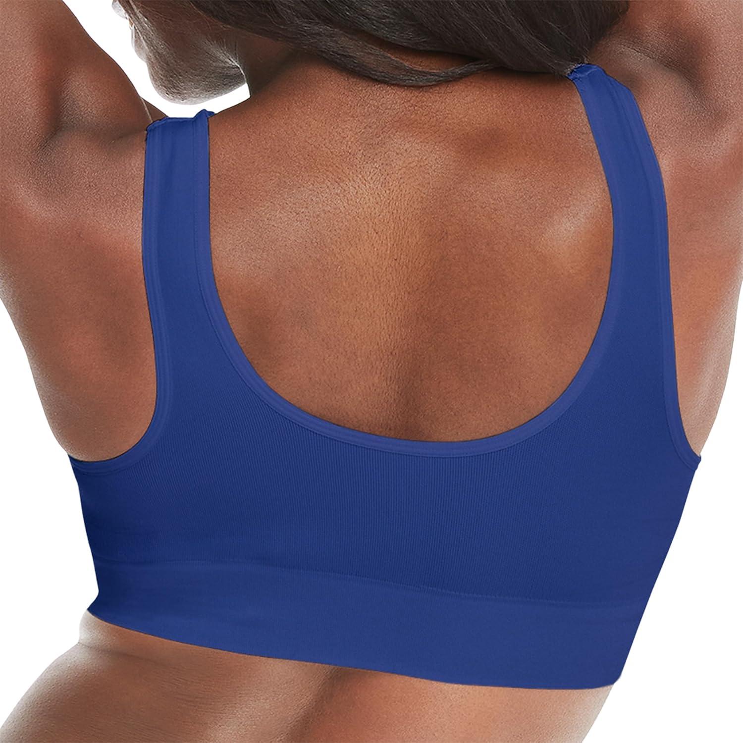 imageHanes Womens Cozy Wireless Bra FullCoverage Pullover Bra Seamless TShirt BraClematis Blue
