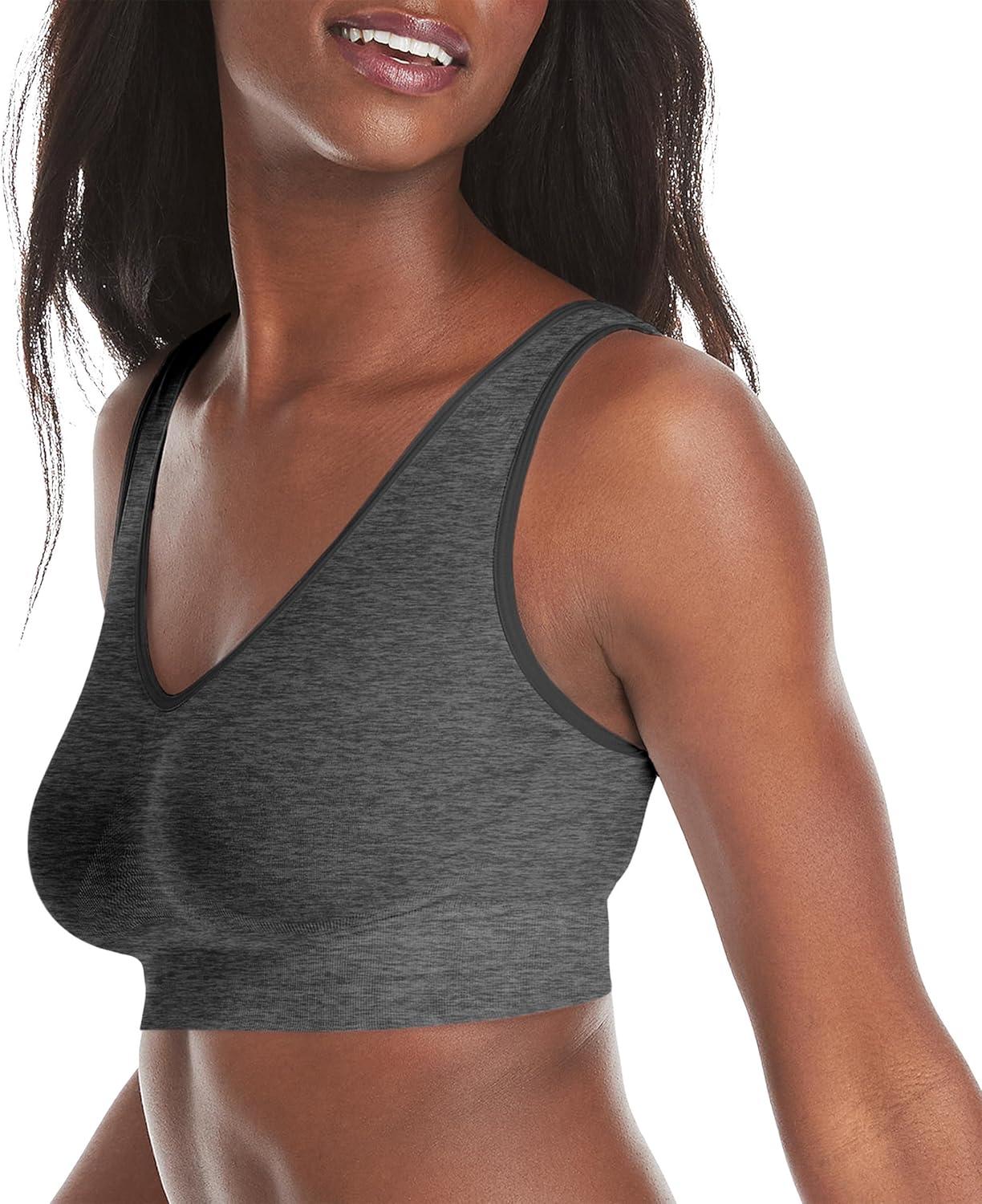imageHanes Womens Cozy Wireless Bra FullCoverage Pullover Bra Seamless TShirt BraGravel Grey Heather