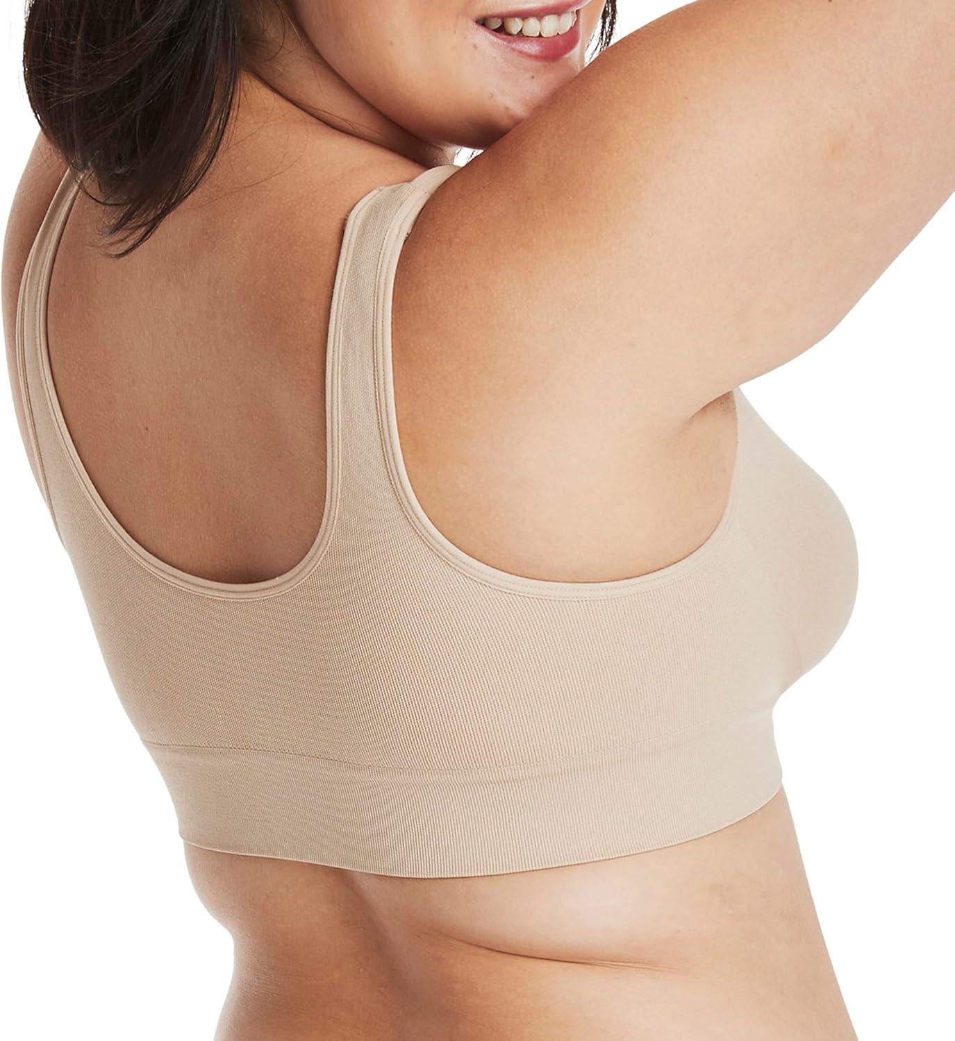 imageHanes Womens Cozy Wireless Bra FullCoverage Pullover Bra Seamless TShirt BraNude