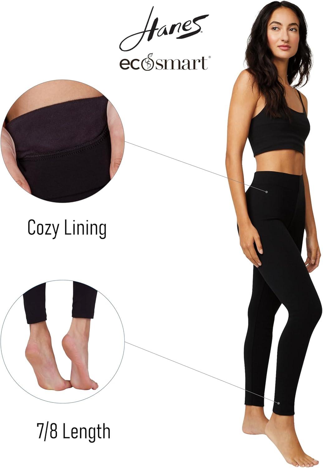 imageHanes Womens EcoSmart Cozy Fitted Leggings StraightBlack