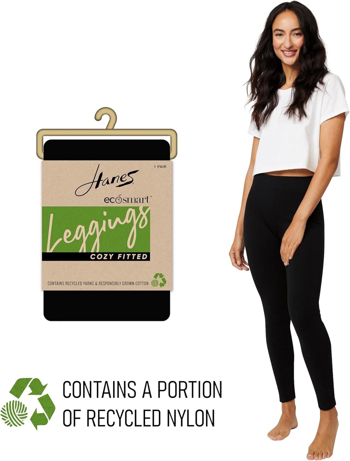 imageHanes Womens EcoSmart Cozy Fitted Leggings StraightBlack