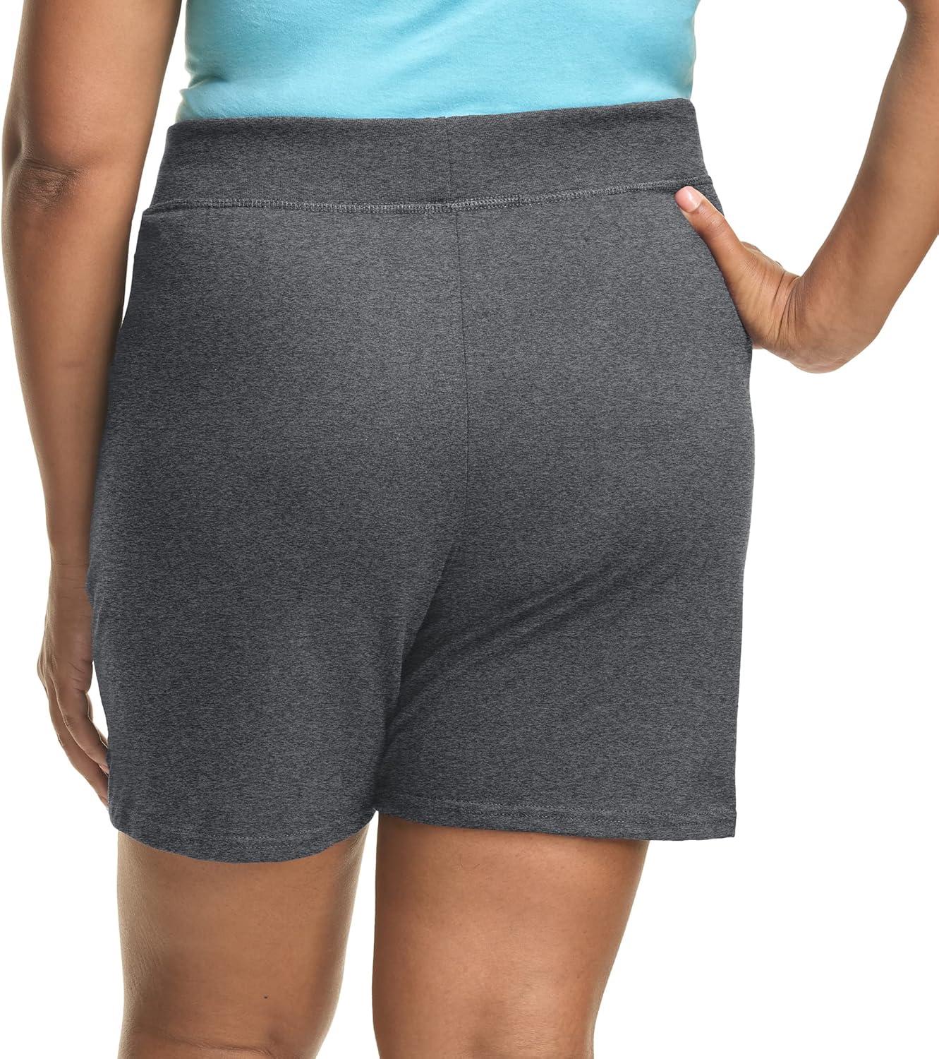 imageHanes Womens Just My Size Cotton Jersey Shorts Plus Size Pullon Gym Shorts 7 inches InseamCharcoal Heather