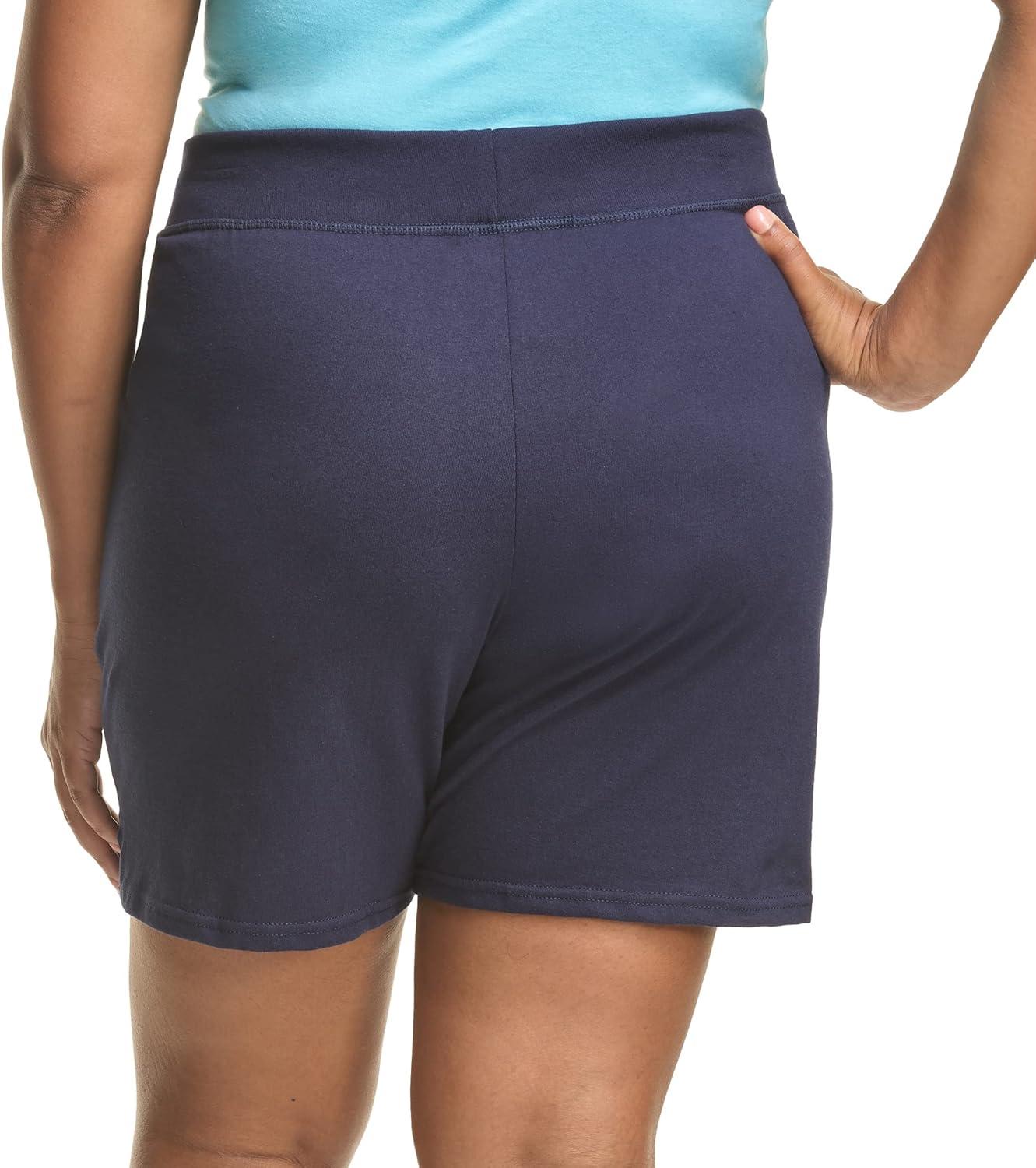imageHanes Womens Just My Size Cotton Jersey Shorts Plus Size Pullon Gym Shorts 7 inches InseamNavy