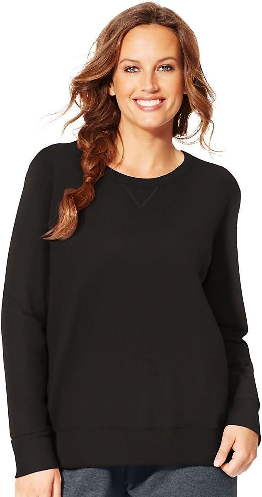 imageHanes Womens Just My Size Plus Size Sweatshirt EcoSmart Fleece Pullover with VNotchEbony