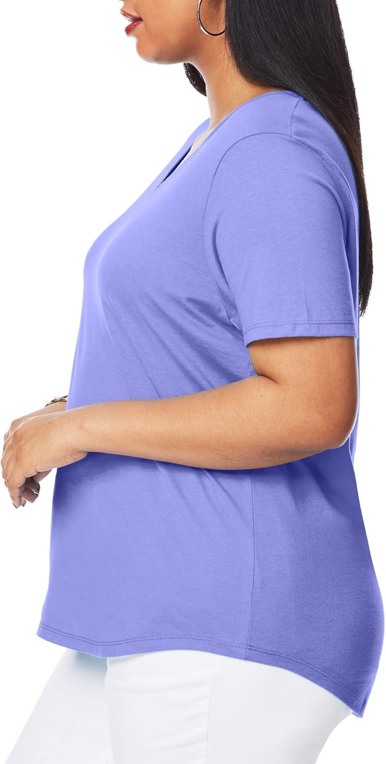 imageHanes Womens Just Plus Size Cotton Jersey TShirt Short Sleeve VNeck TeePetal Purple