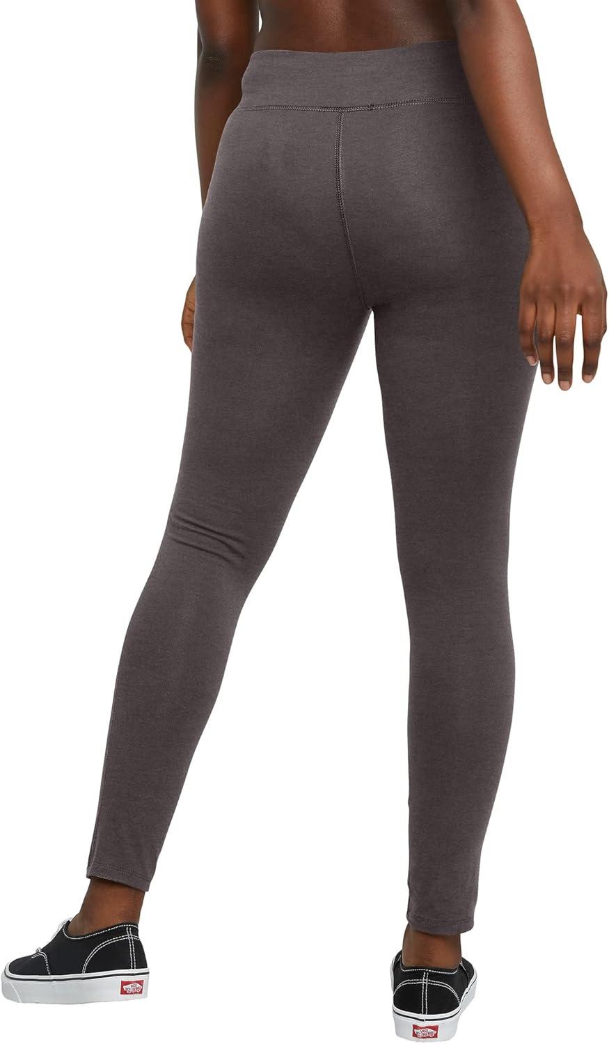 imageHanes Womens Leggings AnkleLength Leggings for Women Stretch CottonSpandex Leggings High Waist 27quotCharcoal Heather