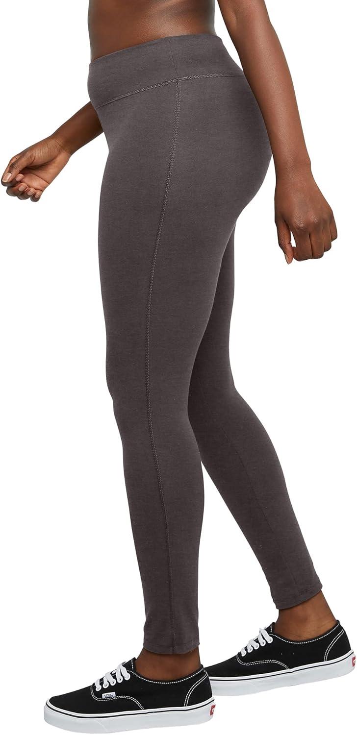 imageHanes Womens Leggings AnkleLength Leggings for Women Stretch CottonSpandex Leggings High Waist 27quotCharcoal Heather