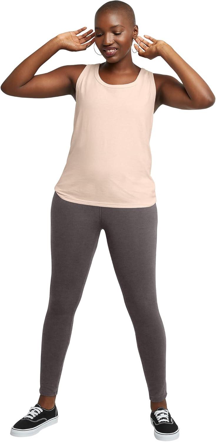 imageHanes Womens Leggings AnkleLength Leggings for Women Stretch CottonSpandex Leggings High Waist 27quotCharcoal Heather