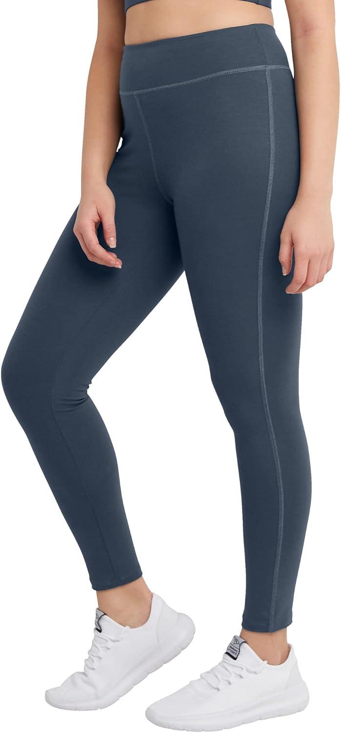 imageHanes Womens Leggings AnkleLength Leggings for Women Stretch CottonSpandex Leggings High Waist 27quotTrekking Grey