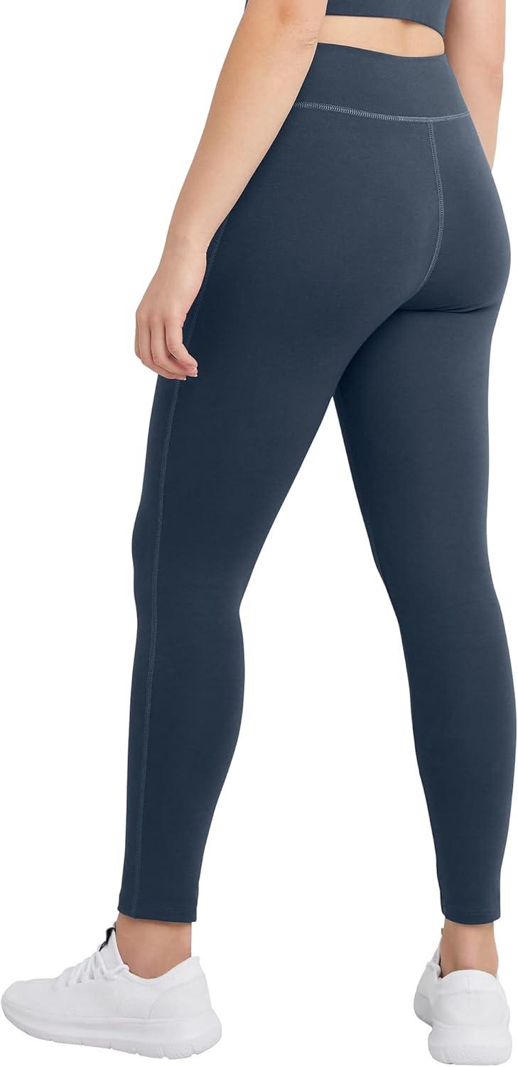 imageHanes Womens Leggings AnkleLength Leggings for Women Stretch CottonSpandex Leggings High Waist 27quotTrekking Grey