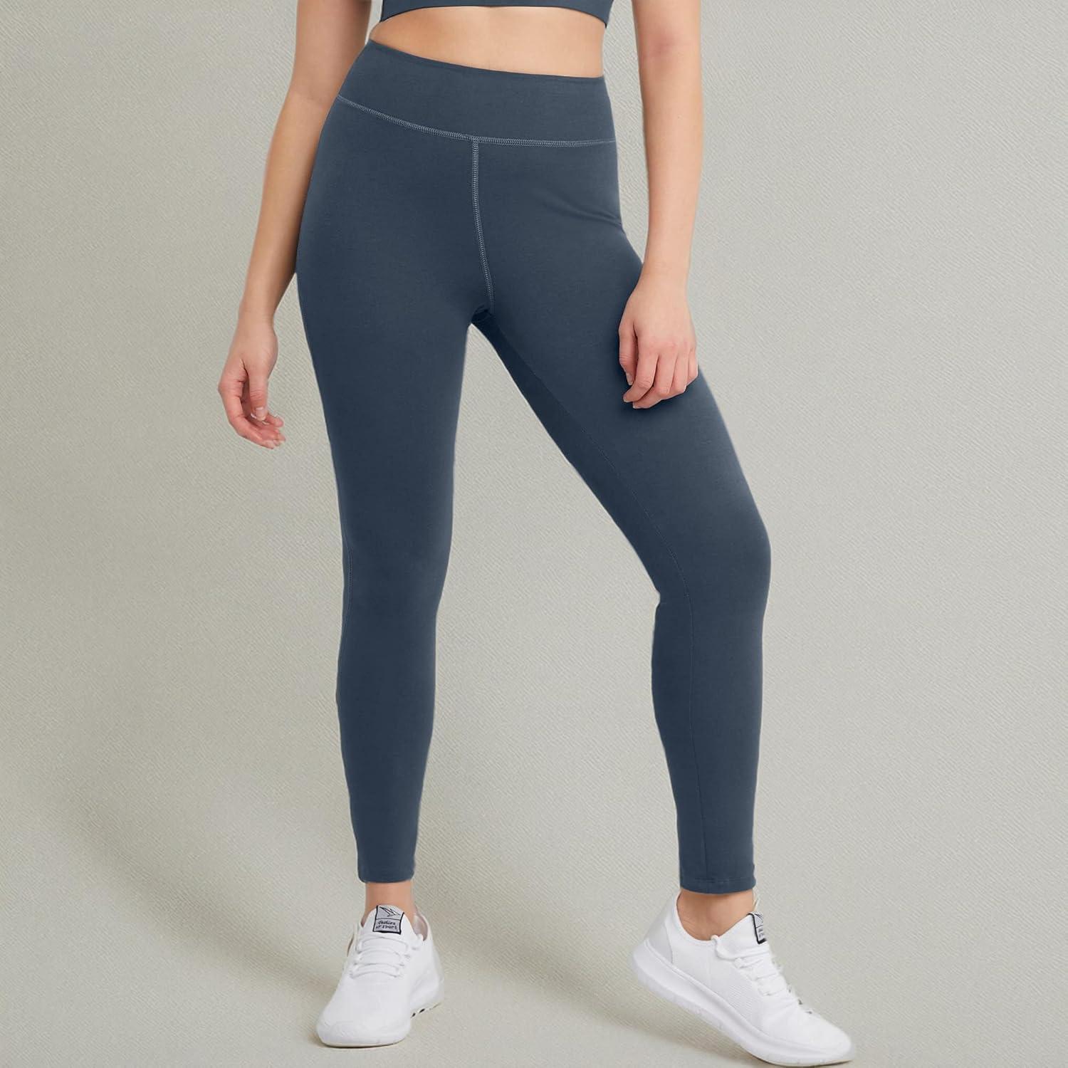 imageHanes Womens Leggings AnkleLength Leggings for Women Stretch CottonSpandex Leggings High Waist 27quotTrekking Grey