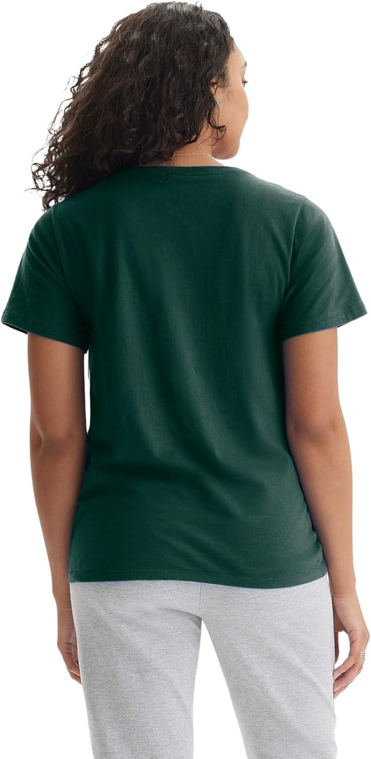 imageHanes Womens Nano Premium Cotton VNeck TShirt PackDeep Forest 1 Pack