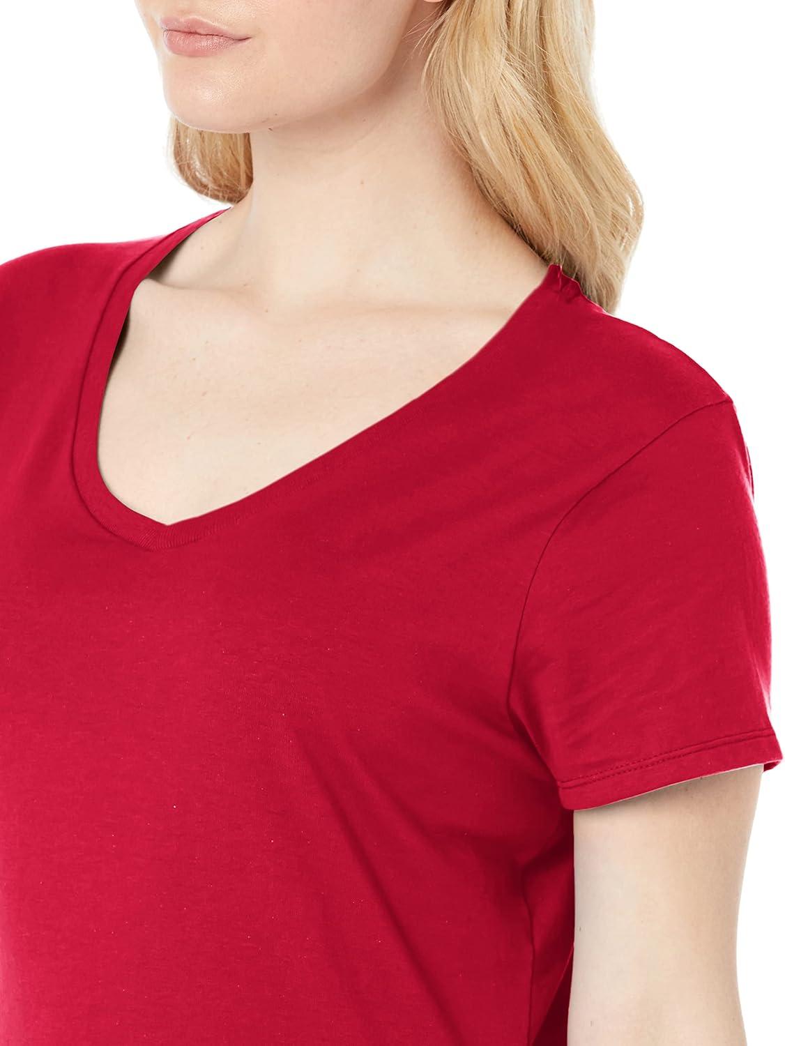 imageHanes Womens Nano Premium Cotton VNeck TShirt PackDeep Red 1 Pack
