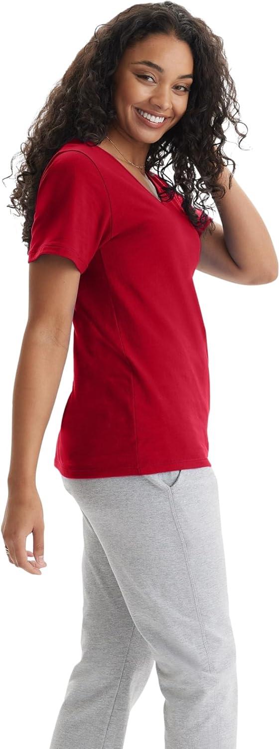 imageHanes Womens Nano Premium Cotton VNeck TShirt PackDeep Red 1 Pack