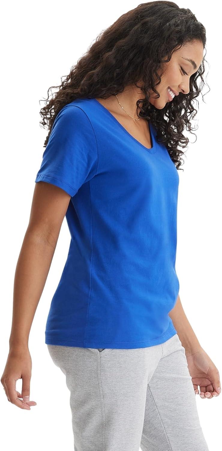imageHanes Womens Nano Premium Cotton VNeck TShirt PackDeep Royal 1 Pack