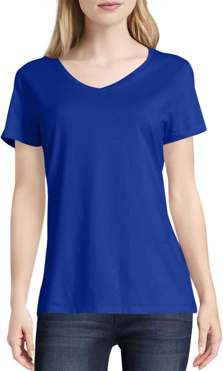 imageHanes Womens Nano Premium Cotton VNeck TShirt PackDeep Royal 1 Pack