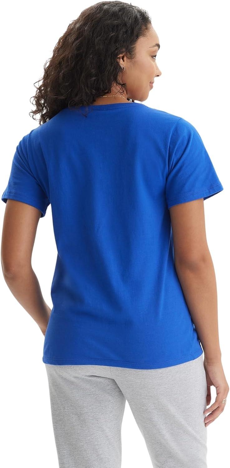 imageHanes Womens Nano Premium Cotton VNeck TShirt PackDeep Royal 1 Pack