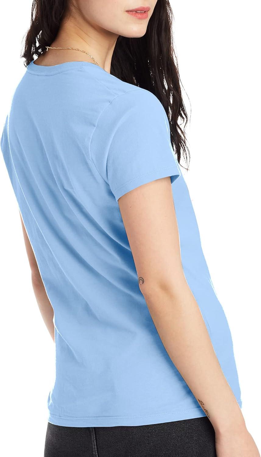 imageHanes Womens Nano Premium Cotton VNeck TShirt PackLight Blue 1 Pack