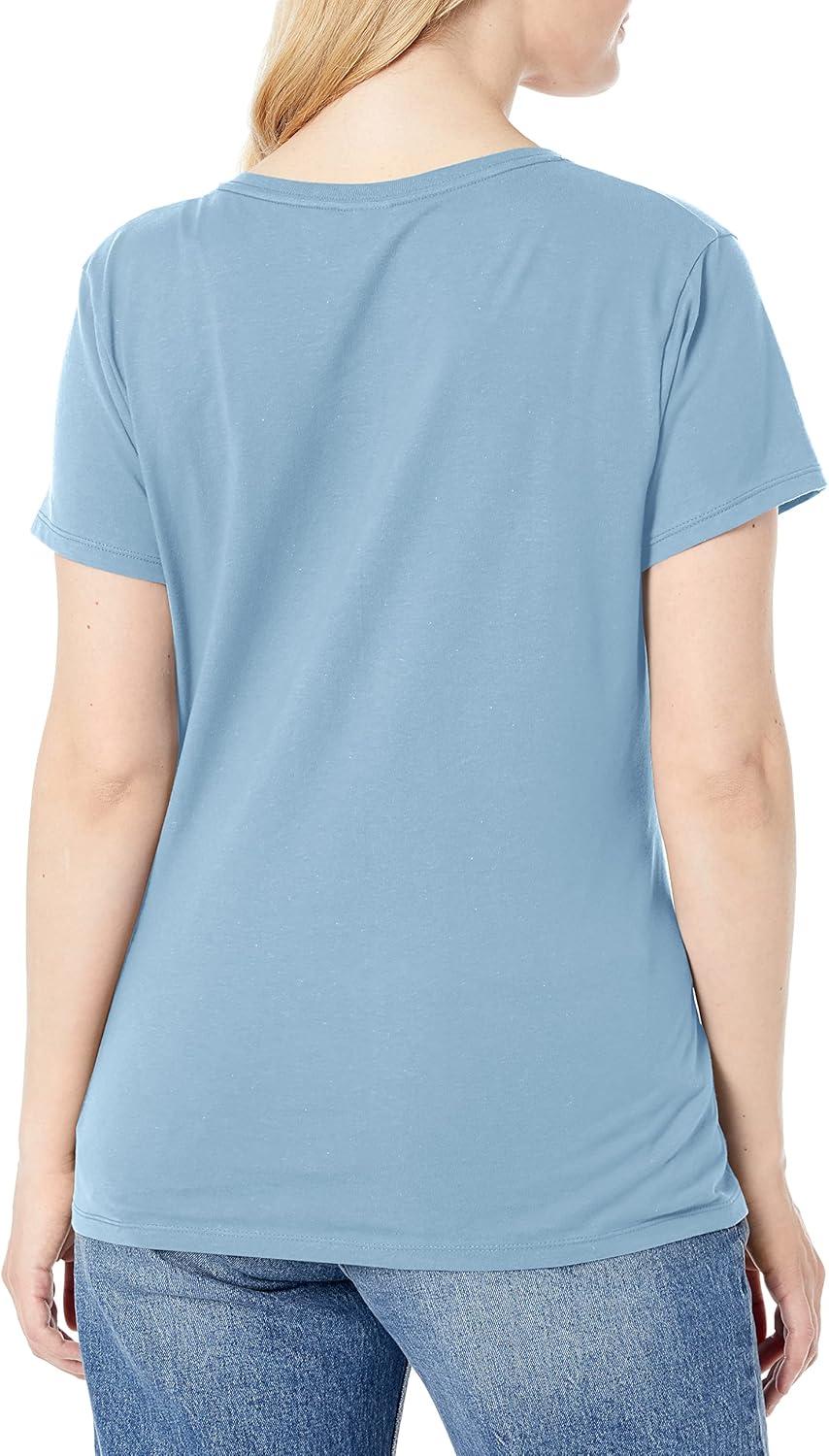 imageHanes Womens Nano Premium Cotton VNeck TShirt PackLight Blue 1 Pack