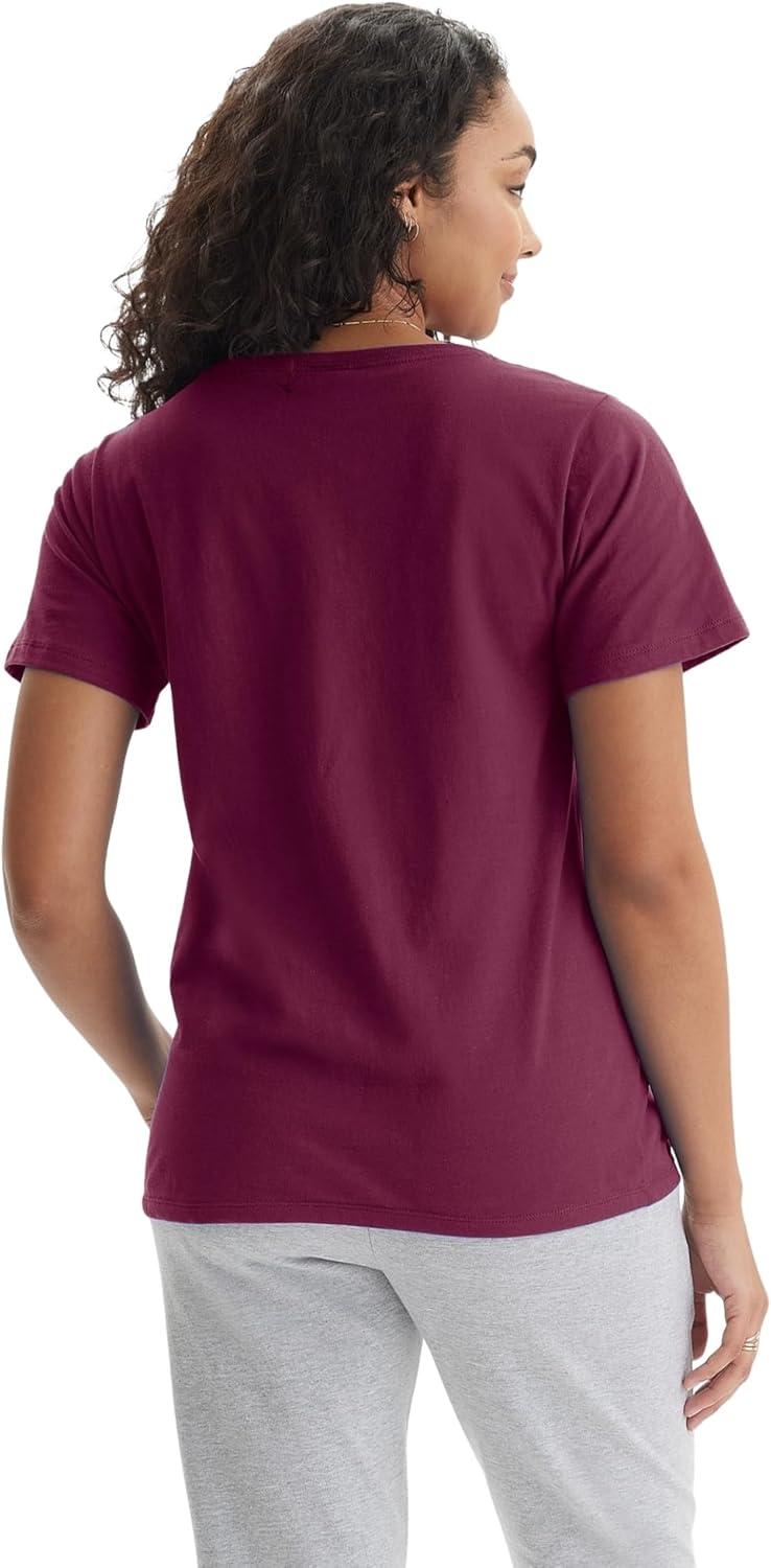 imageHanes Womens Nano Premium Cotton VNeck TShirt PackMaroon 1 Pack